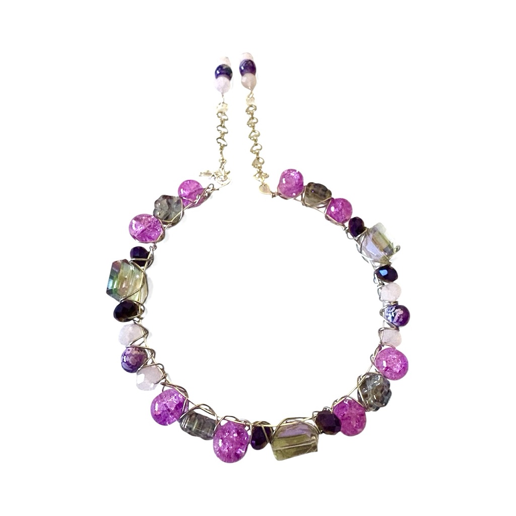 Handwired Bracelet With Czech Glass Flowers, Austrian Crystals And Glass Beads